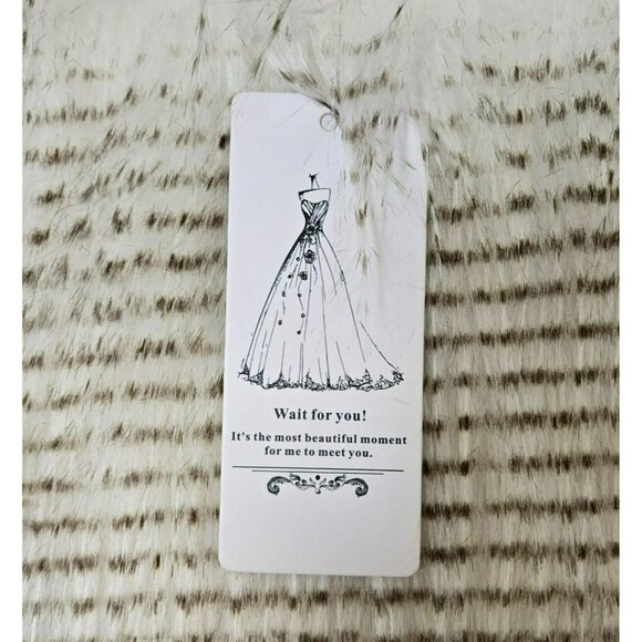 Elegant Faux Fox Fur Waist Length Coat Womens SM Chic Cream Brown Wait For You! - Picture 9 of 16